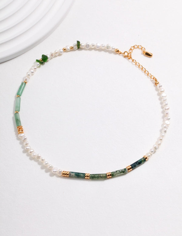 Emerald Bamboo Spirit Finch Beaded Necklace